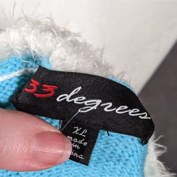 33 Degrees Retro Sequin Reindeer Blue And White Holiday Sweater - Picture 4 of 7